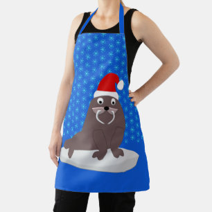 Tablier Joli Walrus de Noël et Snowflakes