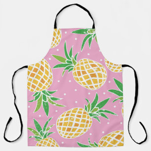 Tablier Jolie ananas sur grunge rose pois backgro