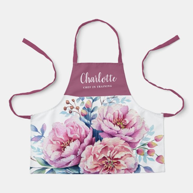 Tablier Jolie aquarelle Floral Girls Chef Training (Recto)