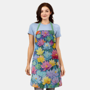 Tablier Jolie Aquarelle Pastel Fleurs Peintes