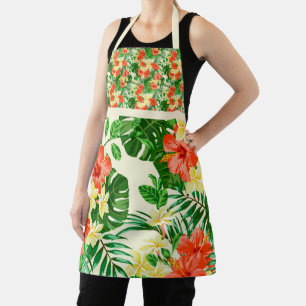 Tablier Jolie Fleurs orange et jaune Impression mixte