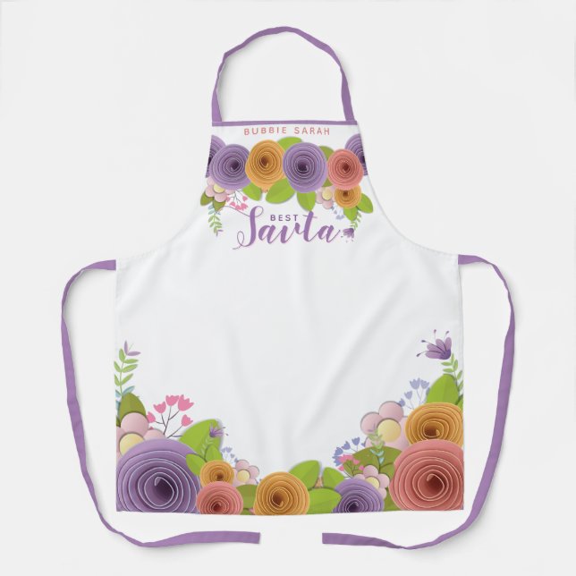 Tablier Jolie grand-mère florale Meilleure Savta fête des  (Recto)