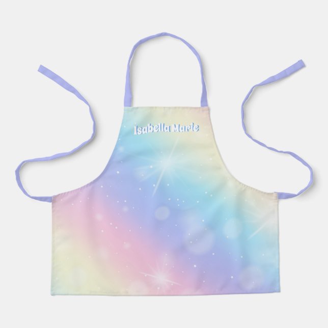 Tablier Jolie Pastel Rainbow Sparkle Filles Personnalisées (Recto)