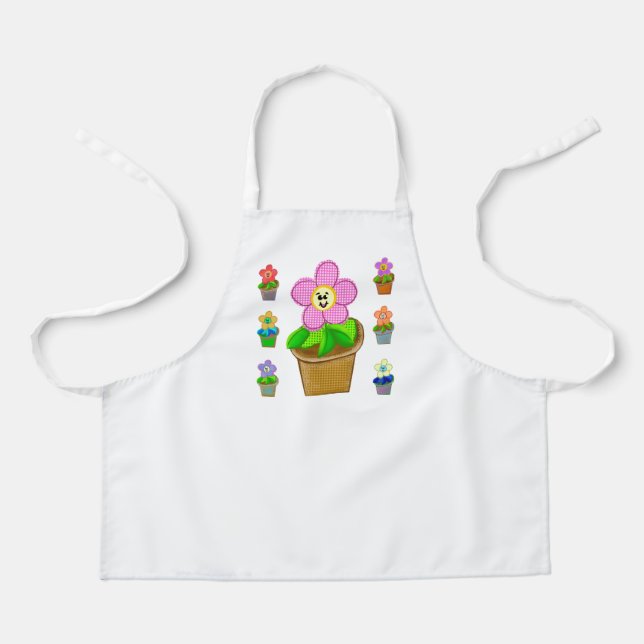Tablier Jolie petite robe à fleurs en pot (Recto)