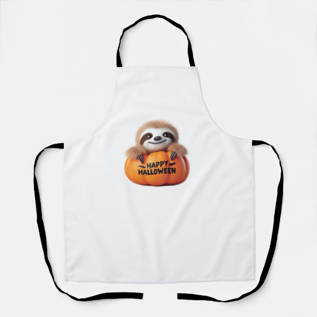 Tablier Jolie Sloth assise dans un Citrouille. Hauteur heu (Recto)