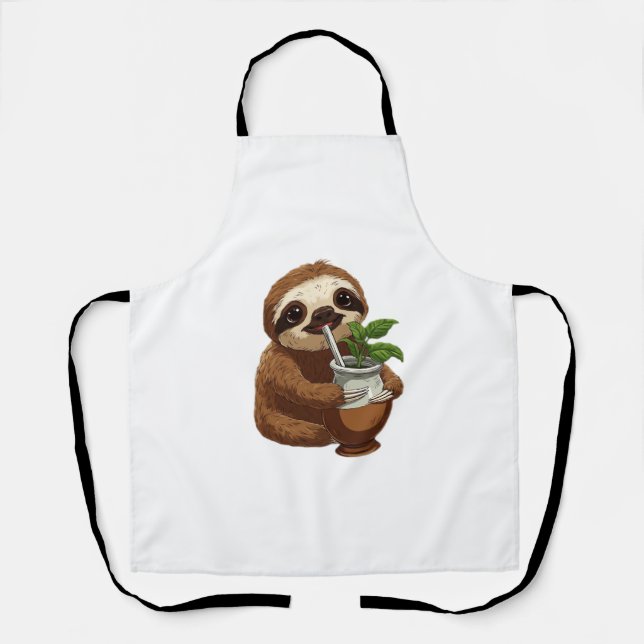 Tablier Jolie Sloth Boire Yerba Mate - Adorable Kawaii A (Recto)