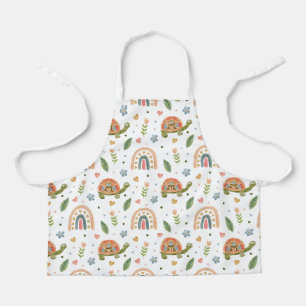 Tablier Jolie tortue aquarelle et Motif arc-en-ciel