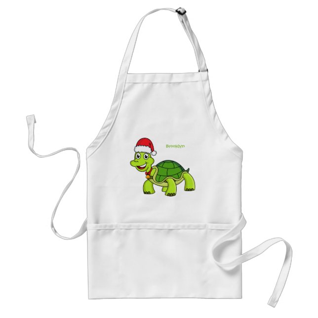 Tablier Jolie tortue en chapeau de Père Noël (Devant)