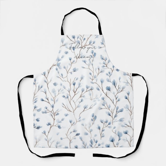 Tablier Jolies fleurs blanches bleues   (Recto)