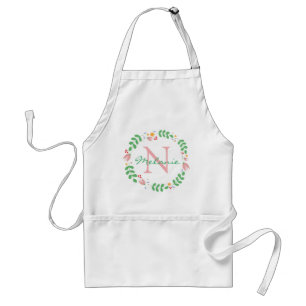 Tablier Jolies fleurs de printemps Wreath Monogrammé