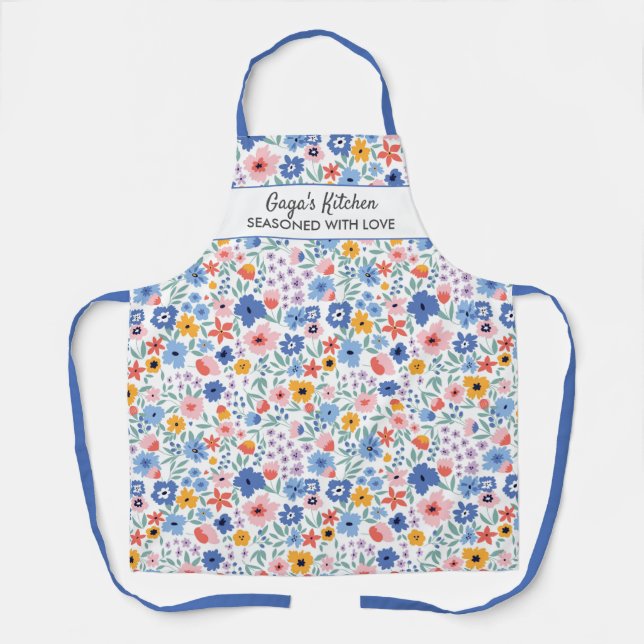 Tablier Jolies fleurs La cuisine de maman de grand-mère Te (Recto)