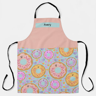 Tablier Jolis donuts et cœurs pastel bleu rose
