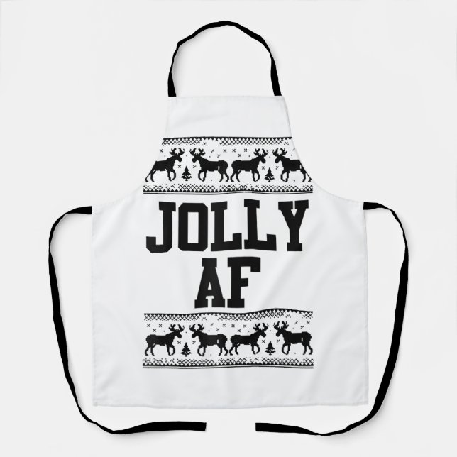 Tablier Jolly AF affreux pull de Noël drôle cadeau de Noël (Recto)