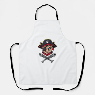 Tablier Jolly roger Pirate de chat Drapeau crâne et os cro
