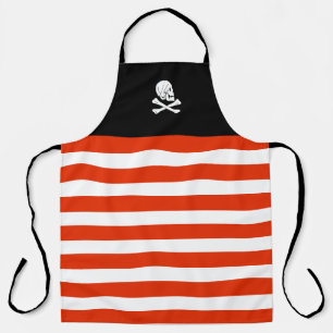 Tablier Jolly roger Pirate Noir et Rouge Anniversaire