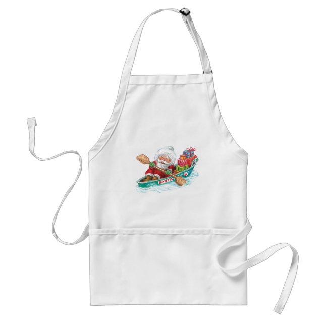 Tablier Jote Cartoon Jolly Santa Claus dans un bateau de r (Devant)