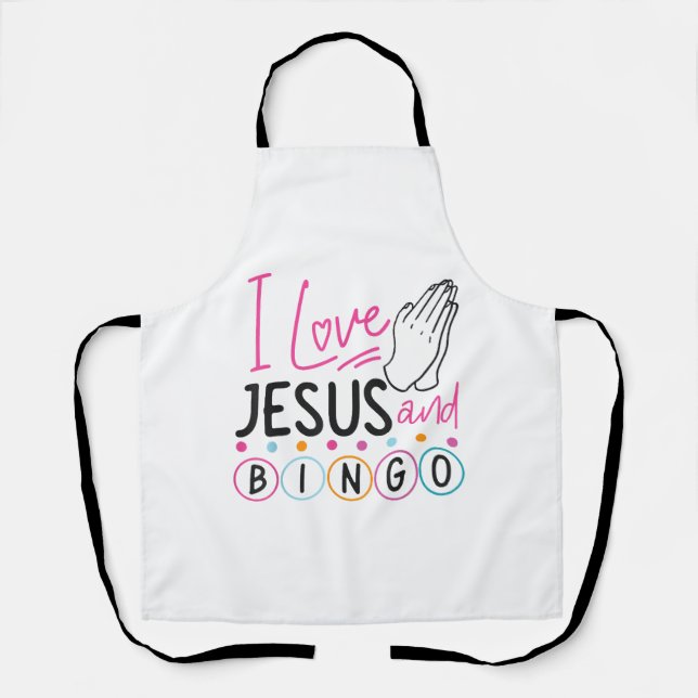 Tablier Joueur de Bingo Jésus Foi Chrétien J'aime Jésus Un (Recto)
