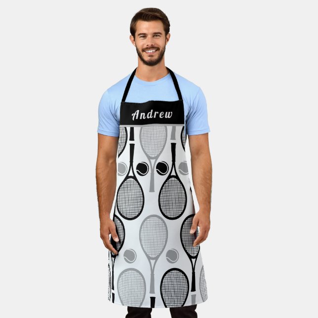 Tablier Joueur moderne de tennis noir et gris entraîneur N (Porté)
