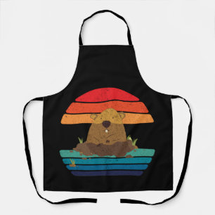 Tablier Jour de la marmotte de fond Retro Woodchuck