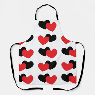 Tablier Jour des Valentines Coeurs Noirs Rouges Saint Vale