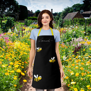 Tablier Joyeuse bourde abeilles jaune noir monogramme chic