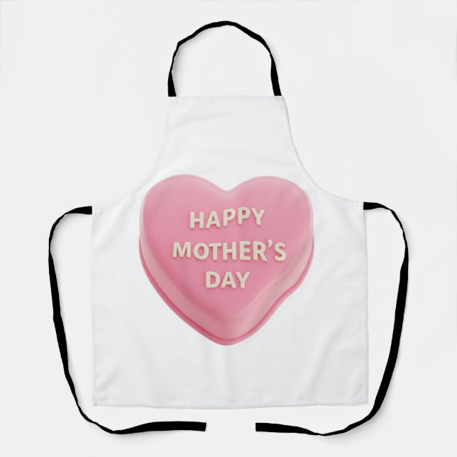 Tablier Joyeuse fête des mères Pink Heart Cake Apron (Recto)