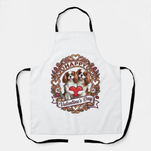 Tablier Joyeuse Saint-Valentin Chien Cadre floral à coeur 