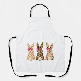 Tablier Joyeuses Pâques Léopard Lapin Coquette Arc Fille F