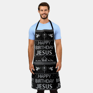Tablier Joyeux Anniversaire de Jésus Chant de Noël Blanc