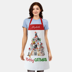 Tablier Joyeux Catmus personnalisé Funny Chat Noël