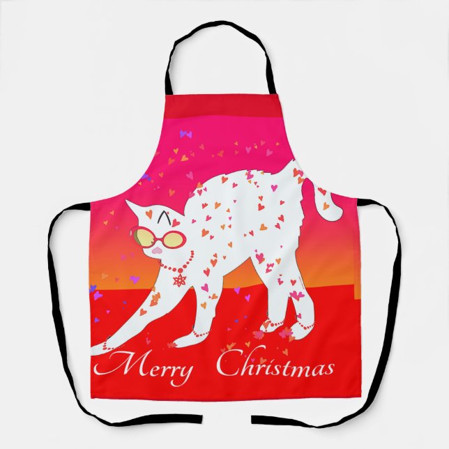 Tablier Joyeux chat de Noël (Recto)