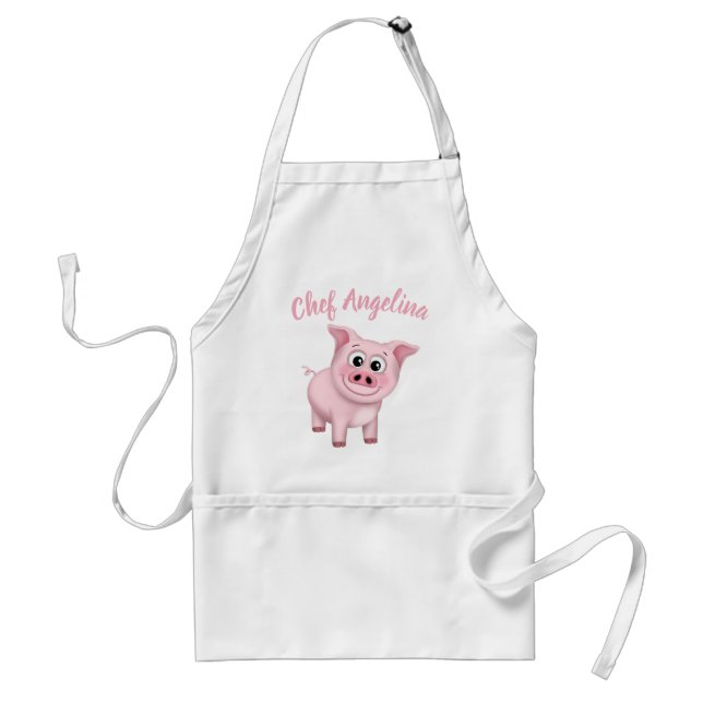 Tablier Joyeux Cochon Rose Personnalisé (Devant)