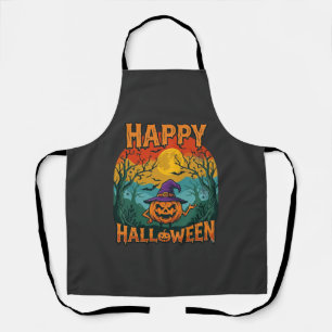 Tablier Joyeux Halloween Citrouille Chapeau de Sorcière Pl