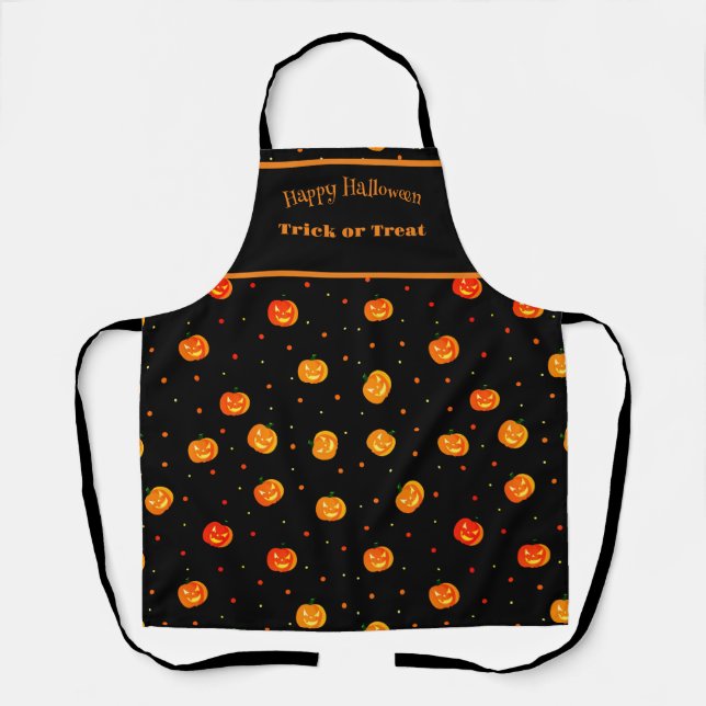Tablier Joyeux Halloween Jack-o'-lanterne Motif Citrouille (Recto)