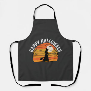 Tablier Joyeux Halloween Sorcière Coucher de soleil Design