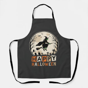 Tablier Joyeux Halloween Sorcière Lune Cimetière Conceptio