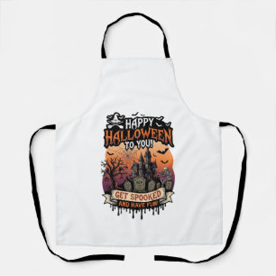 Tablier Joyeux Halloween Vous Maison Hantée Squelette Chau