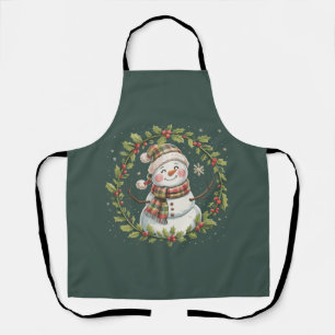 Tablier Joyeux Noël Bonhomme de Neige Mignon Saison Hivern