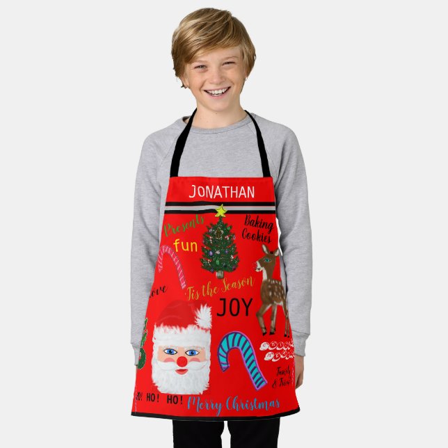Tablier Joyeux Noël Cuisinier Souvenirs NOM Apron (Porté)