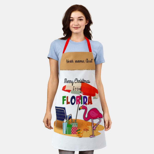 Tablier Joyeux Noël du modèle de Floride, (Porté)
