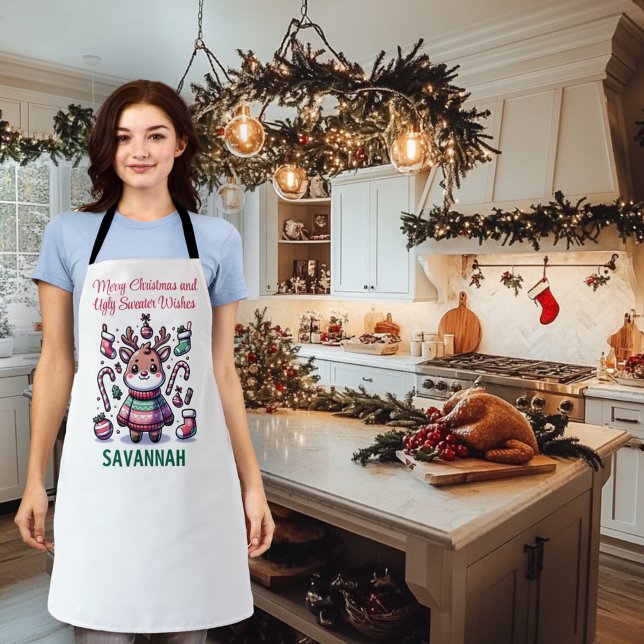 Tablier Joyeux Noël et vilains voeux de Sweat Reindeer (Créateur téléchargé)
