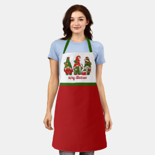 Tablier Joyeux Noël mignon Gnomes Rouge Et Vert