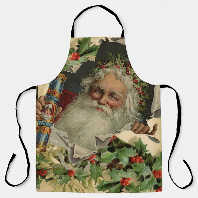 Tablier Joyeux Noël Père Noël classique antique (Recto)