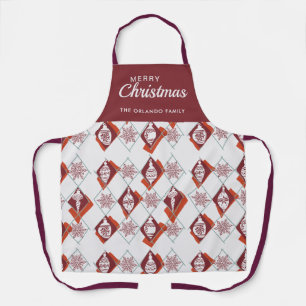 Tablier Joyeux Noël Plaid Baking Nom de l'équipage Rouge