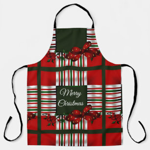Tablier Joyeux Noël Rouge Vert Plaid