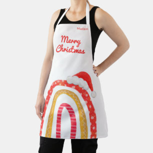 Tablier Joyeux Noël Santa Hat Rainbow Personnalisé