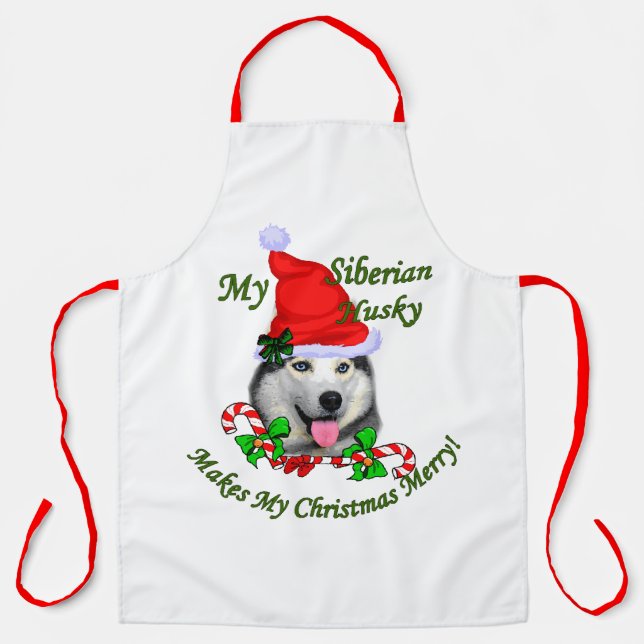 Tablier Joyeux Noël Sibérien Husky (Recto)