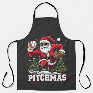 Tablier Joyeux Pitchmas Noël Amateur de baseball Père Noël