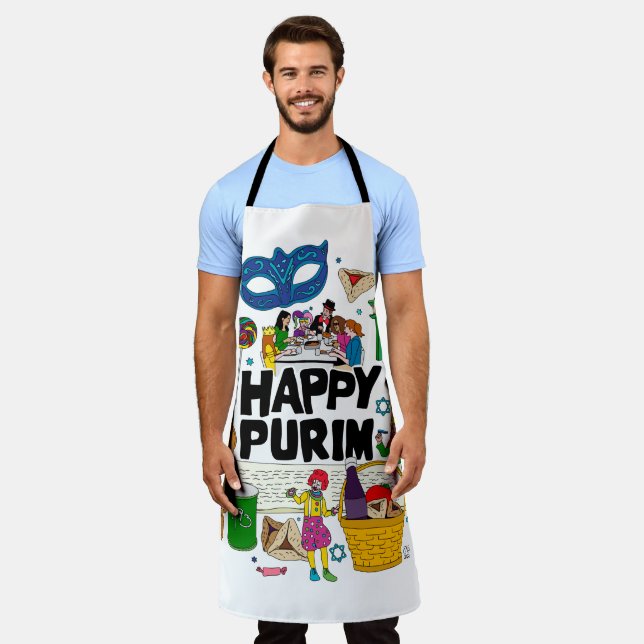 Tablier Joyeux Purim Apron (Porté)