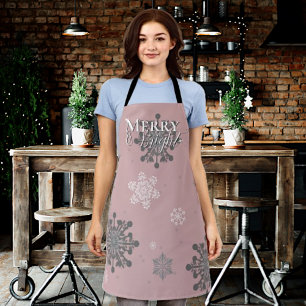 Tablier Joyeux rose et flèches de neige brillantes Noël